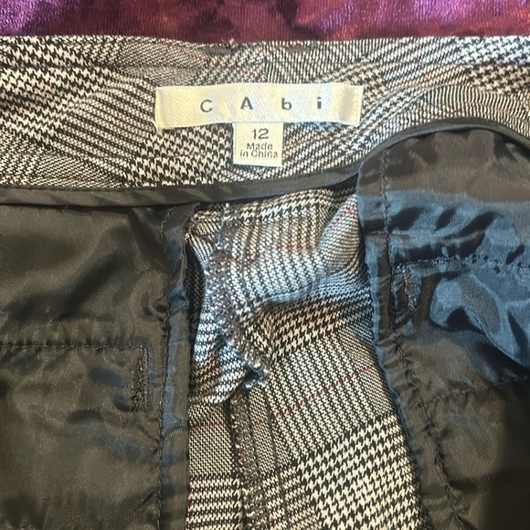 CAbi Counsel Trouser in Gray Glen Plaid w/ Red Flare Career Pants - Picture 8 of 10